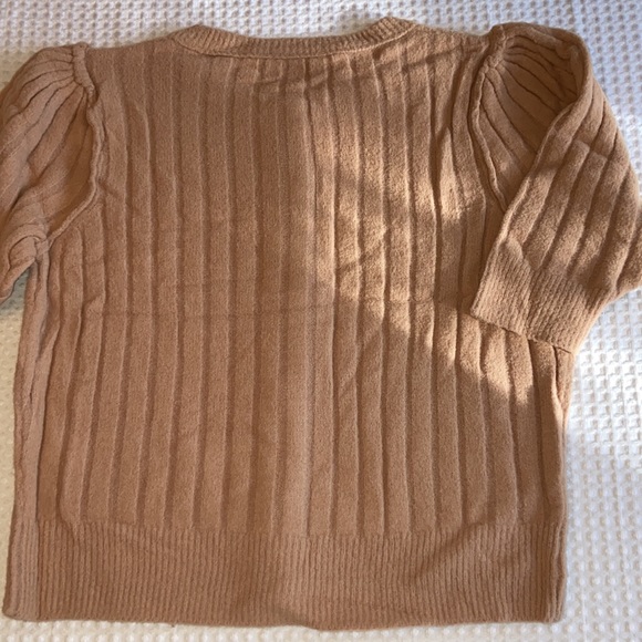 FREE PEOPLE SLOANE Short Elbow Sleeve Cardigan Size Small Peach Blush Pink NEW! - Picture 9 of 16